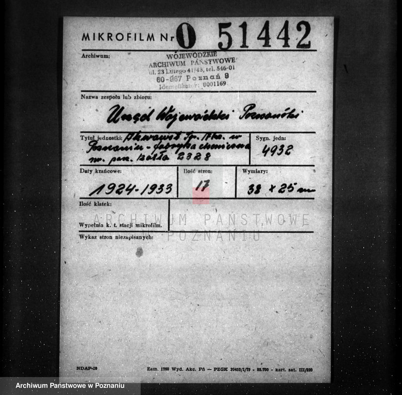 Obraz 2 z jednostki ""Akwawit" Spółka Akcyjna W Poznaniu fabryka chemiczna nr woj. 2328 nr kotła 832"