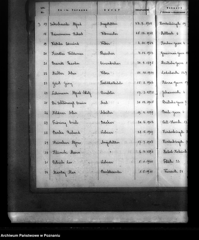 Obraz 7 z jednostki "Stadt Pabianice. Verzeichnis der registvierten Volksdentschen die wälerend der deutsch - polnischen krieges zum polnischen Heereschinst eingezogen bezw. verhaftet, interniert oder verschleppt waren"