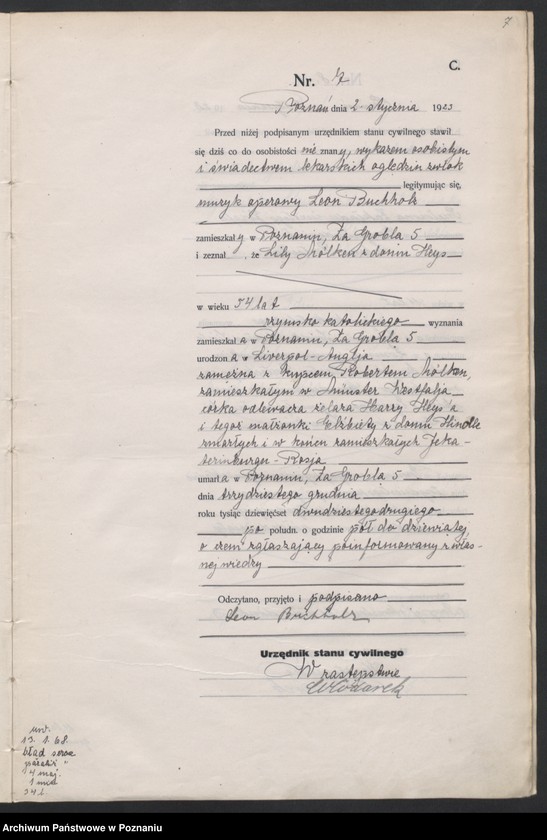 Obraz 9 z jednostki "Księga miejscowa zgonów tom I [Rejestr główny zgonów]"