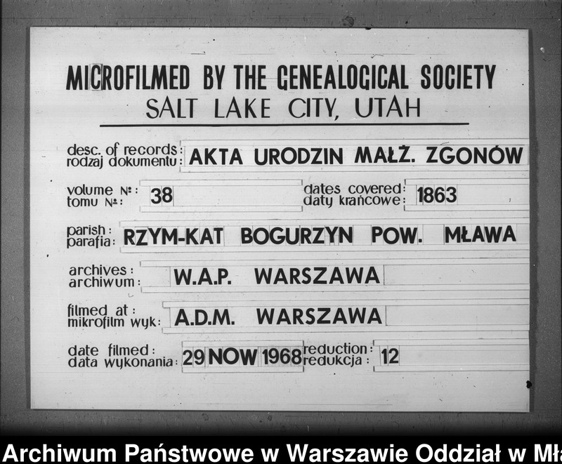 Obraz 1 z jednostki "Księga urodzeń, małżeństw i zgonów"