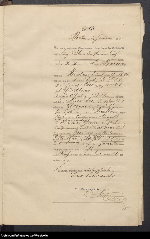 image.from.unit.number "Sterbe-Haupt-Register Breslau II 1908 Band 1"