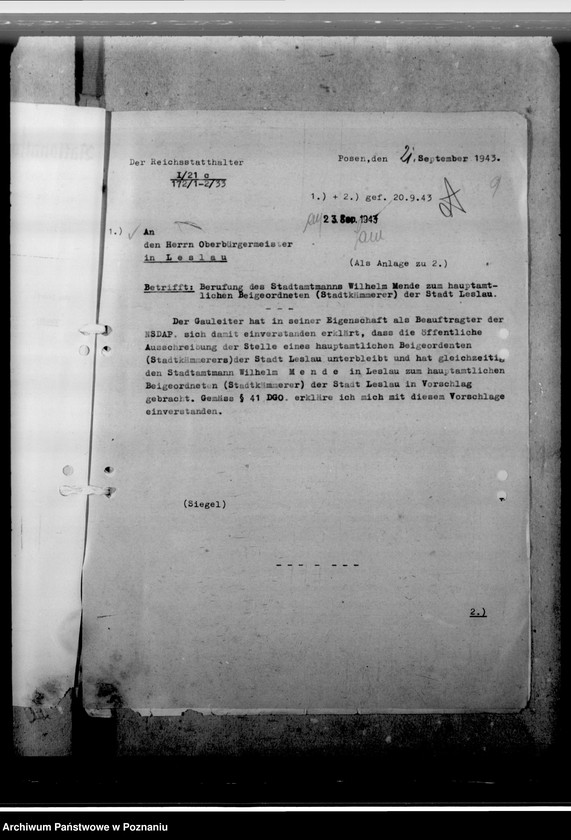 Obraz 13 z jednostki "Mende, Wilhelm - Beigeordneterin Leslau (Włocławek)"