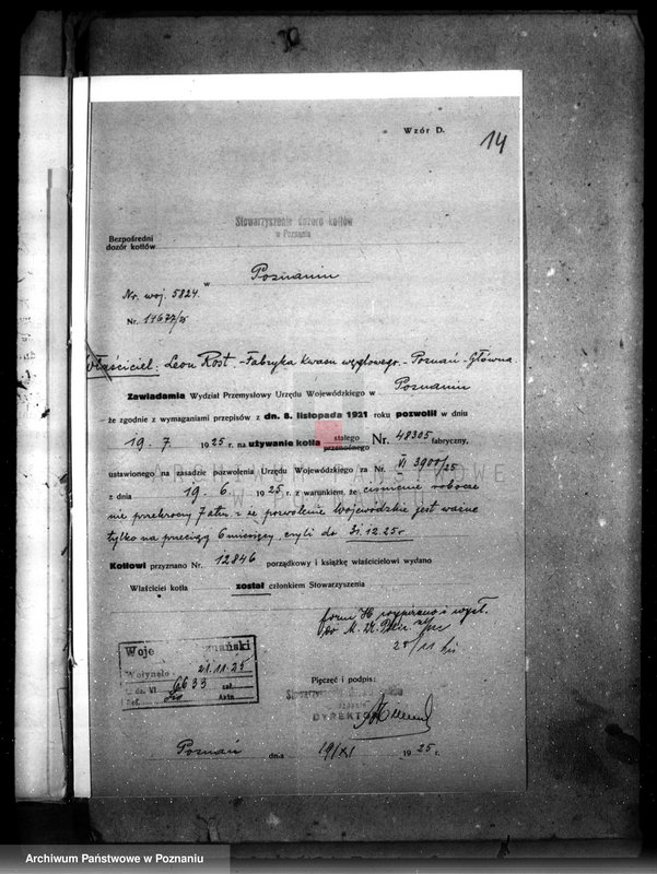 image.from.unit.number "Fabryka kwasu węglowego własność L. Rost w Poznaniu nr woj. 5824"