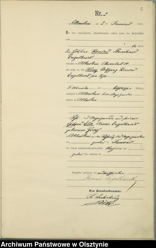 image.from.unit.number "Sterbe-Haupt-Register Tom I, Nr 1 - 425"