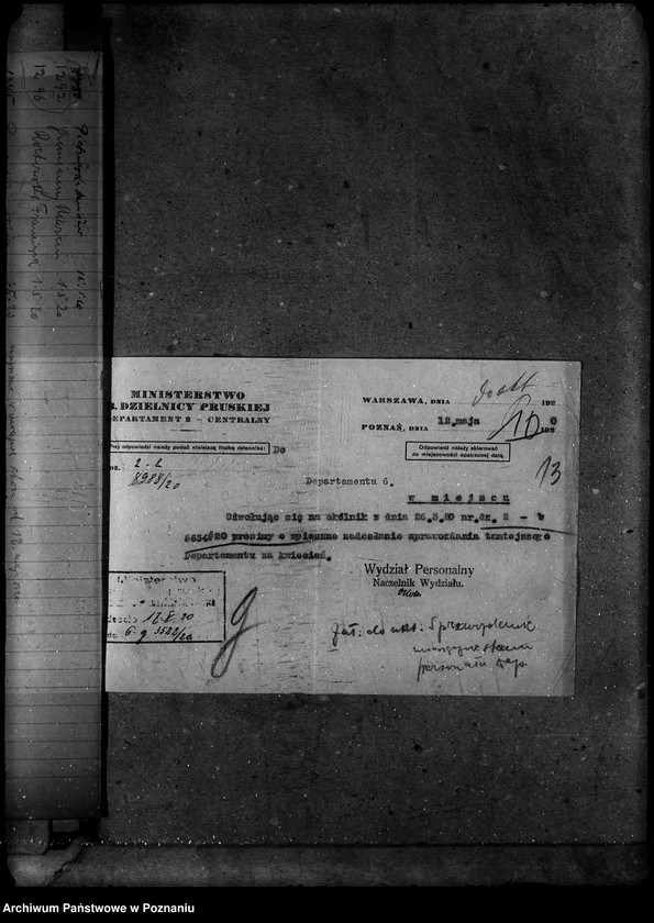 Obraz 18 z jednostki "Sprawy osobowe. Sprawozdania miesięczne stanu personelu departamentu"