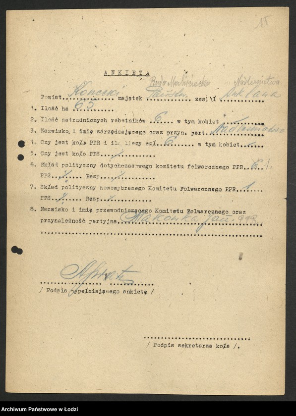 Obraz 16 z jednostki "Ankiety kół partyjnych w majątkach"