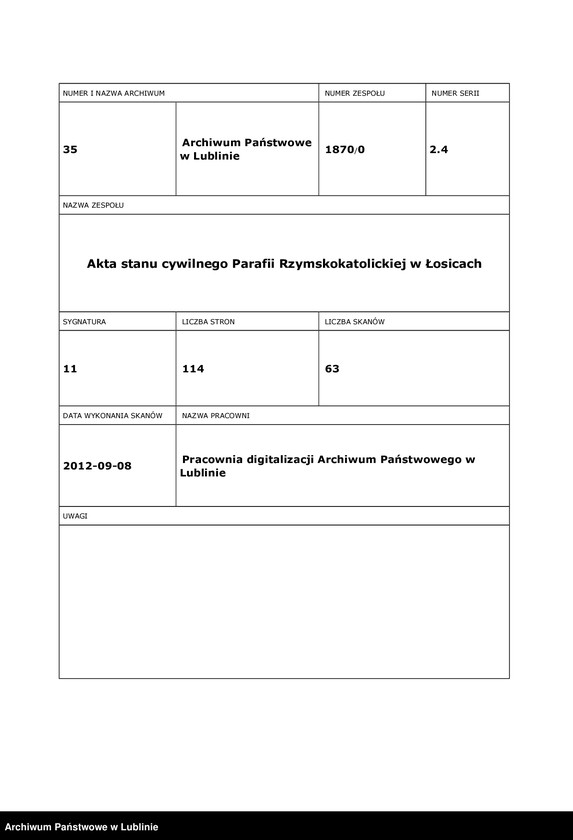 Obraz 2 z jednostki "Księga urodzeń, małżeństw i zgonów"