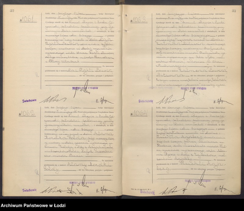 Obraz 19 z jednostki "Akta zgonów od numeru 999 do numeru 1969"