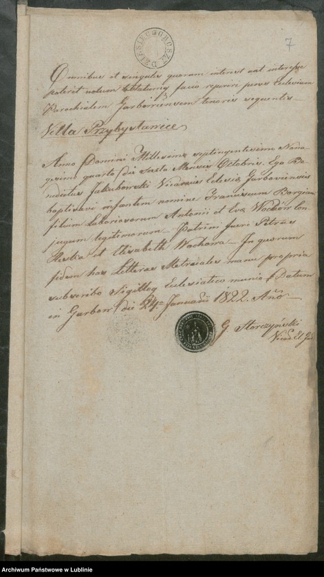image.from.unit.number "Alegaty do ksiąg urodzeń, zapowiedzi, małżeństw i zgonów z lat 1822 - 1823"