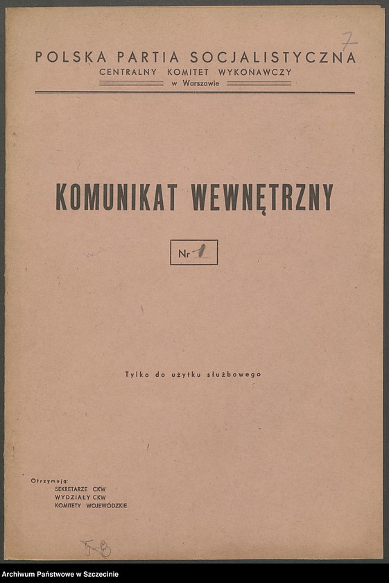 image.from.unit.number "Komunikaty wewnętrzne Centralnego Komitetu Wykonawczego PPS (1.09.-10.11.1948 )"