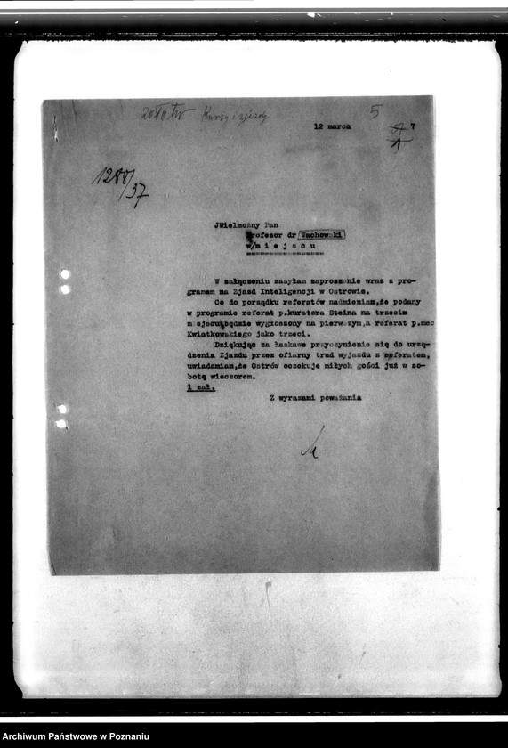 Obraz 9 z jednostki "Korespondencja dotycząca działalności Parafialnych Akcji Katolickich oraz organizacji kursów i zjazdów powiatowych inteligencji"