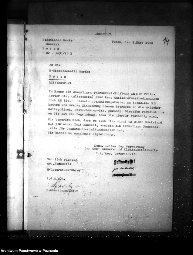 Obraz 18 z jednostki "Errichtung eines Selbstschutzes im Warthegau- Vorschuss"