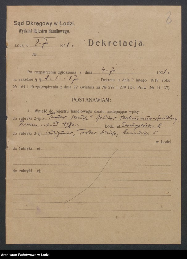 Obraz 10 z jednostki "Teodor Wende – kantor techniczno-handlowy"