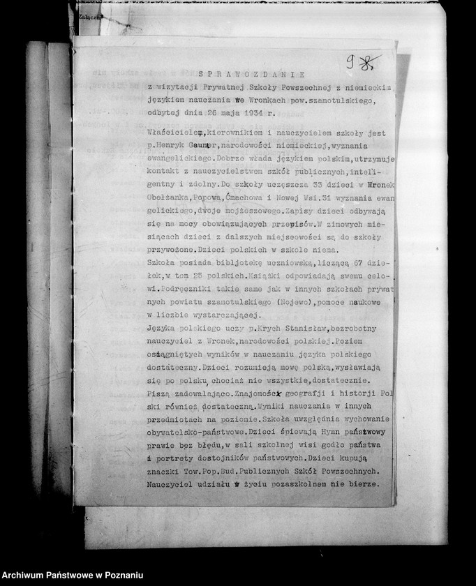 Obraz 13 z jednostki "Prywatna Szkoła Powszechna z niemieckim językiem nauczania Wronki powiat Szamotuły"