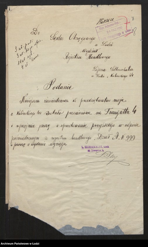 Obraz 10 z jednostki "Lejzer Silberschatz - sprzedaż towarów manufakturowych"