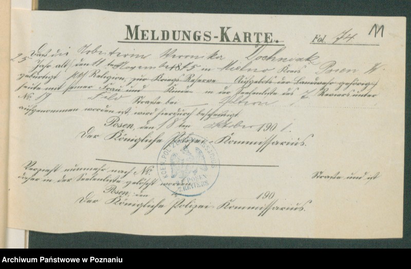 Obraz 13 z jednostki "[Dokumenty dostarczone przez narzeczonych do zawarcia związku małżeńskiego za 1901 rok. Tom XVIII]"