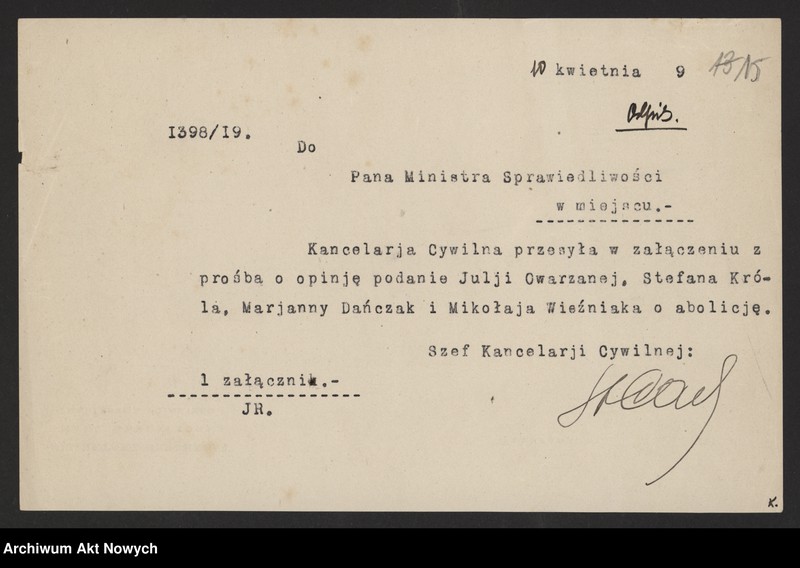 image.from.unit.number "Abolicje (wnioski Ministerstwa Sprawiedliwości, sądów - o umorzenie postępowania karnego)"