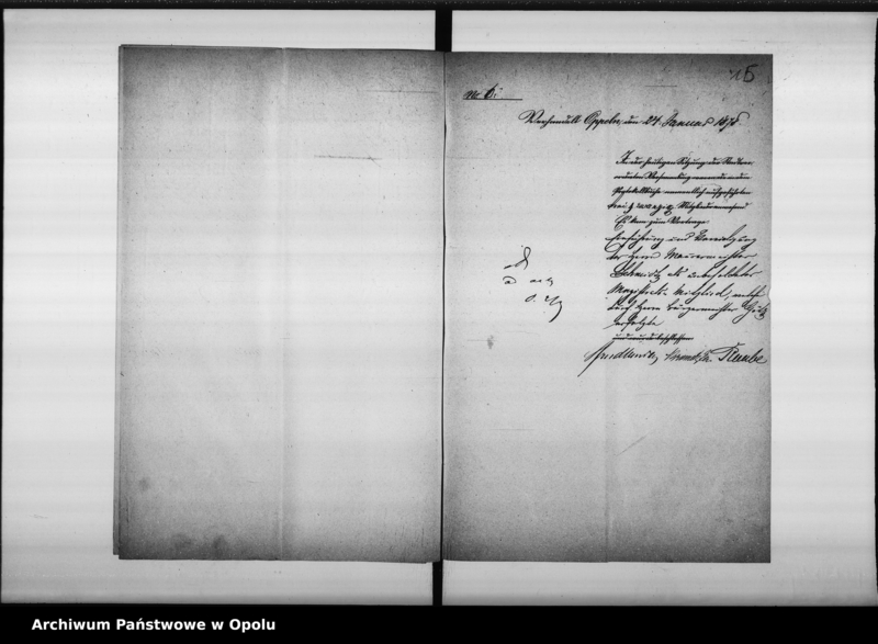 Obraz 19 z jednostki "Acta des Magistrats zu Oppeln betreffend die Wahl des Maurermeister H. Schmidt als Magistrats-Mitglied"