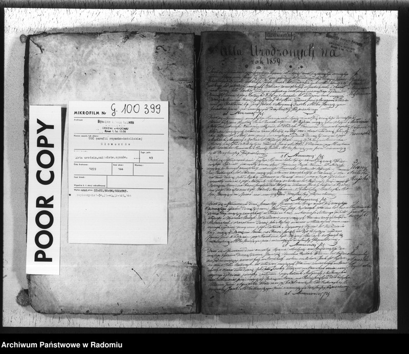 image.from.unit.number "Duplikat akt religijno cywilnych urodzonych, zaślubionych i zmarłych w parafii Głowaczów z roku 1859"