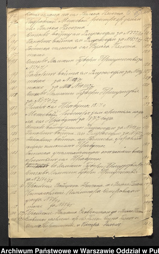 image.from.unit.number "O urządzaniu chłopów byłej rządowej wsi kolonialnej Wólka Piaseczna, gm. Długosiodło, wchodzącej przy opublikowaniu ważnych dekretów z dnia 19 lutego, 12 marca 1864 r. (Skład prywatnej własności Brańszczyk podległej Wincentego Jackowskiego)"