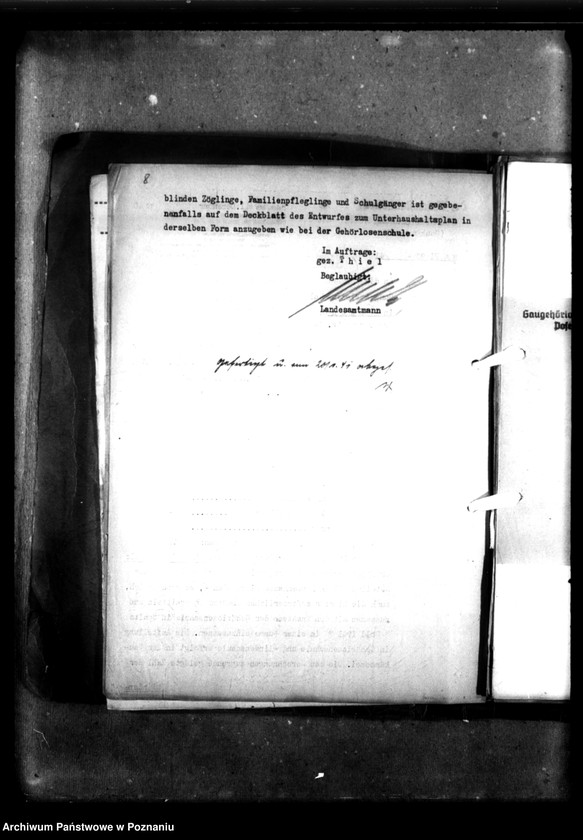 Obraz 12 z jednostki "Unterhaushaltplan - 4301. Gaugehörlosenschule, Posen. [Plany finasowe, budżety, sprawy finansowo-gospodarcze Szkoły]."