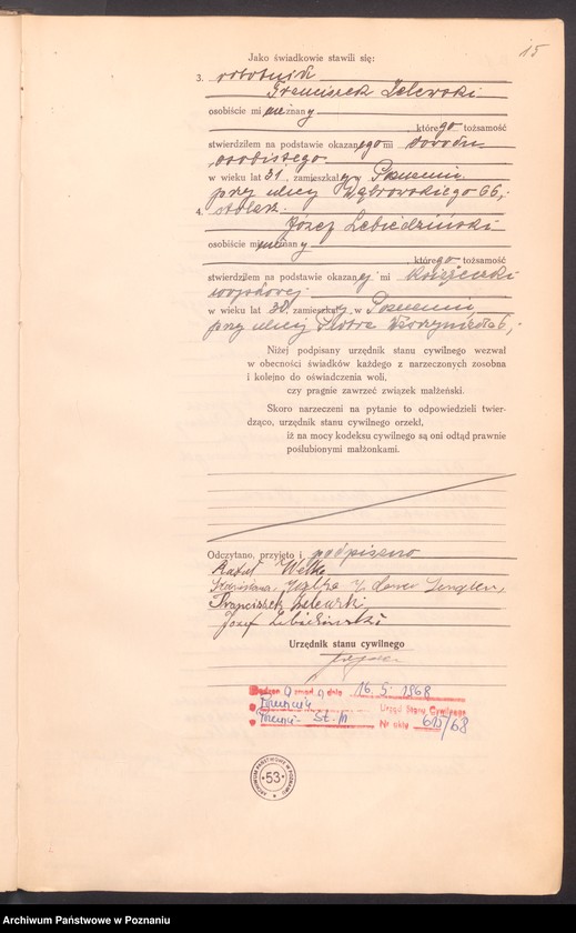Obraz 17 z jednostki "Księga miejscowa małżeństw tom II [Rejestr główny małżeństw]"