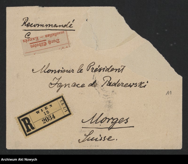 image.from.unit.number "Korfanty Wojciech; Załączniki: a) telegram I. J. Padewskiego do W. Witosa; b) zaproszenie, dotyczy "Rzeczypospolitej"; L.23 (odpowiedzi - rękopisy, maszynopisy)"