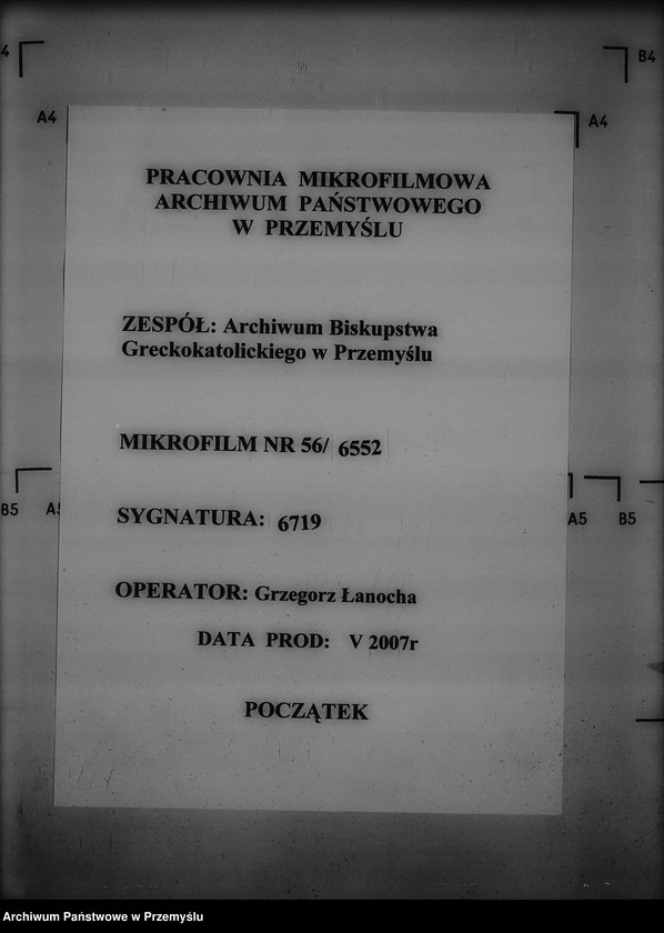 Obraz 1 z jednostki "[Kopie ksiąg metrykalnych parafii Brusno Stare z filiami Brusno Nowe, Huta Stara (dekanat Cieszanów)]"