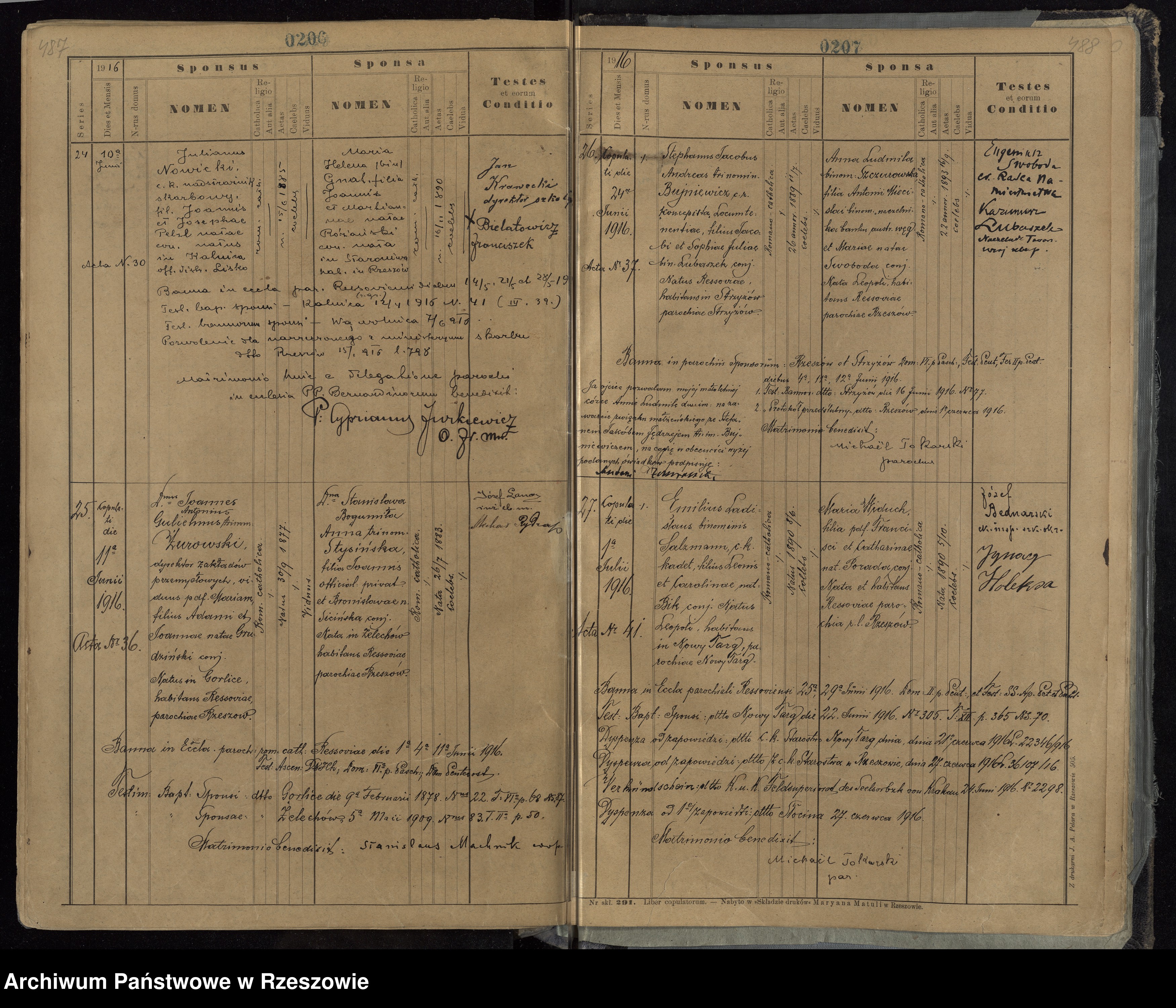 Skan z jednostki: Księga małżeństw Parafia Rzymskokatolicka Rzeszów oraz Pobitno, Staroniwa, Wilkowyja, Załęże, Zwięczyca