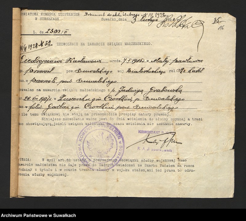 image.from.unit.number "Dokumenty przedstawione do aktów ślubnych w roku 1928 w filipowskiej r.k. parafji"