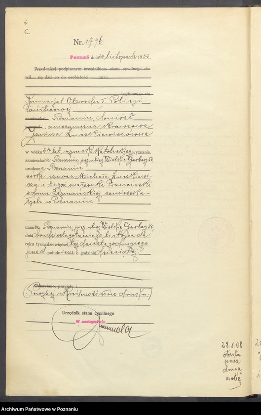 Obraz 4 z jednostki "Księga miejscowa zgonów tom IV [Rejestr główny zgonów]"