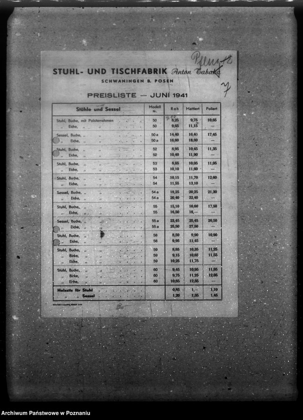Obraz 11 z jednostki "Stuhl- und Tischfabrik "Tabaka" - Schwaningen (Swarzędz), przekroczenia cen"