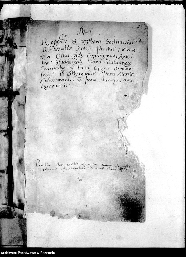 Obraz 5 z jednostki "Regestr bractwa bednarskiego renouatus roku pańskigo 1603 ...."