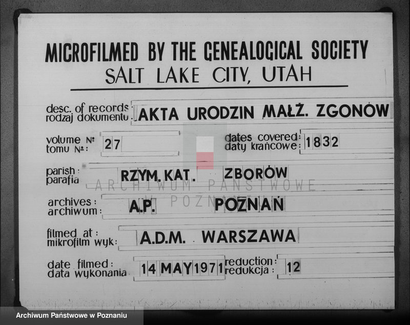 Obraz 1 z jednostki "Akta urodzeń, małżeństw i zgonów"