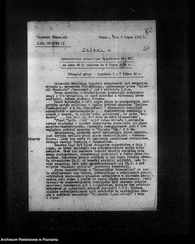 Obraz 6 z jednostki "Sprawozdania sytuacyjne tygodniowe za czas od 29 czerwca do 2 sierpnia 1928 r."