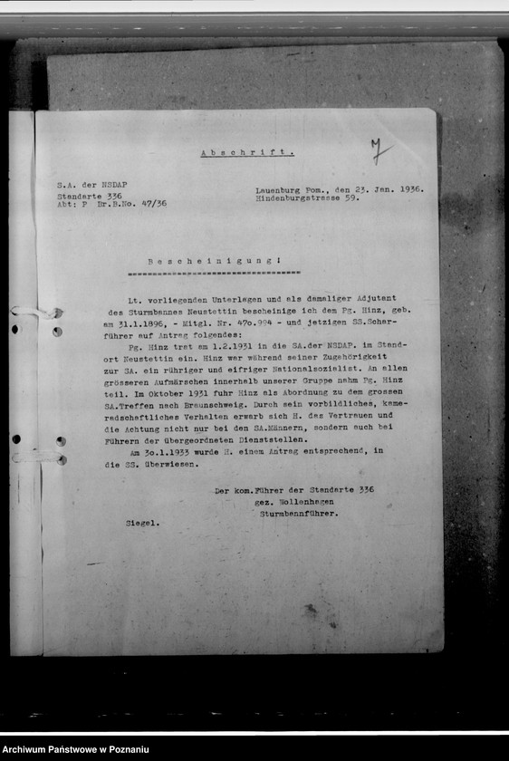 Obraz 11 z jednostki "Hinz, Johannes - komisarz obwodowy"