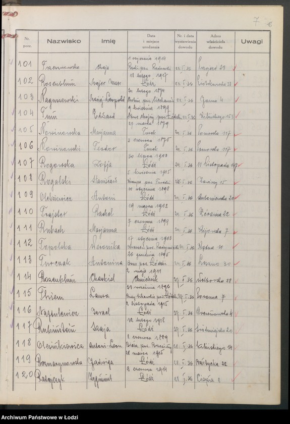 image.from.unit.number "Ewidencja dowodów osobistych wydanych przez Zarząd Miejski w Łodzi, zespół nr 6 [- nazwiska na litery N, O, R, T]"