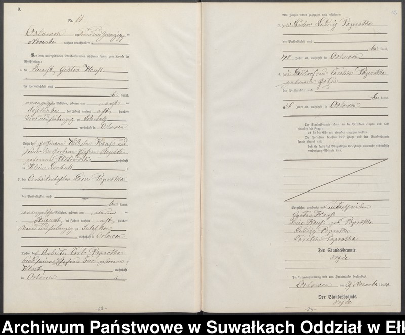 image.from.unit.number "Heiraths-Neben-Register des Preussischen Standes-Amtes Orlowen Kreis Loetzen"