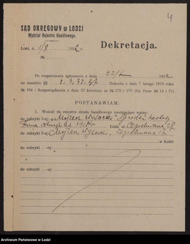 Obraz 6 z jednostki "Mojżesz Wysocki – sprzedaż herbaty"