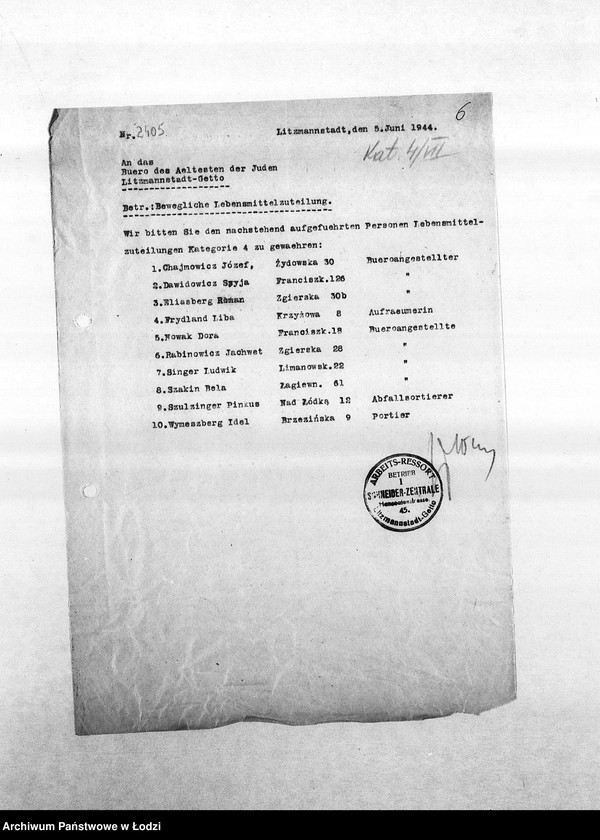 Obraz 9 z jednostki "[Korespondencja PSŻ z resortami krawieckimi w sprawie przyznania ich pracownikom dodatkowych przydziałów]"