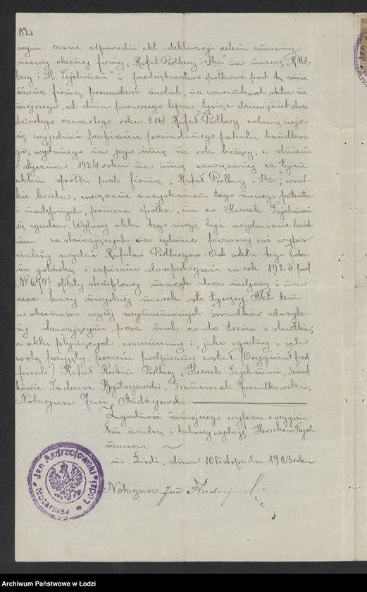 Obraz 14 z jednostki "R.Perlberg i H.Tajchman- kupno i sprzedaż towarów manufakturowych"