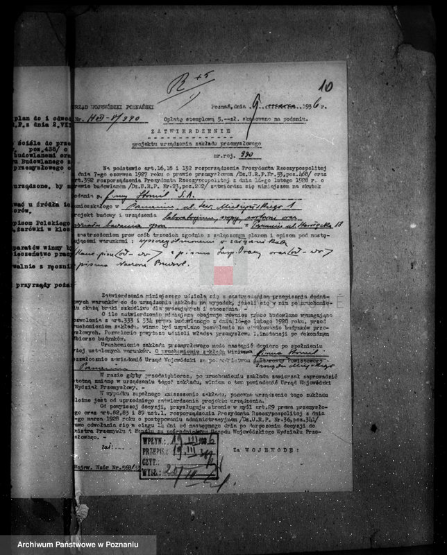 image.from.unit.number "Zatwierdzenie zakładu przemysłowego Firmy Stomil Spółka Akcyjna w Poznaniu /projekt budowy oddziału badania opon/"