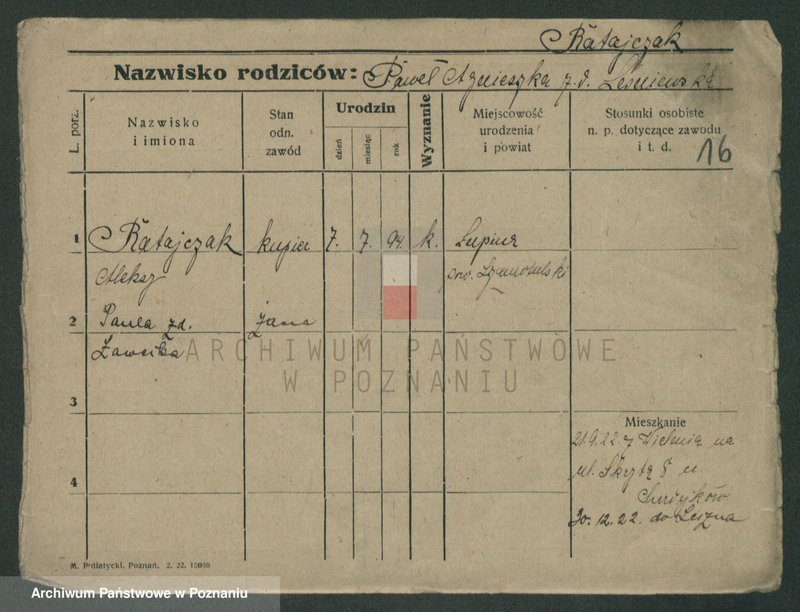 Obraz 18 z jednostki "Ratajczak (żonaci) - Ratajczyk"