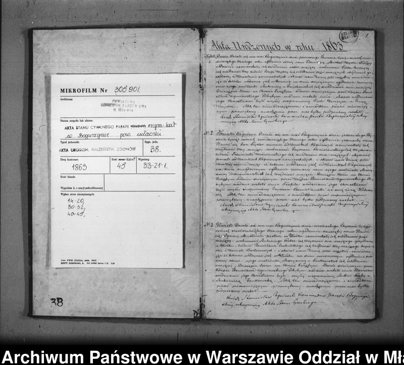 Obraz 3 z jednostki "Księga urodzeń, małżeństw i zgonów"