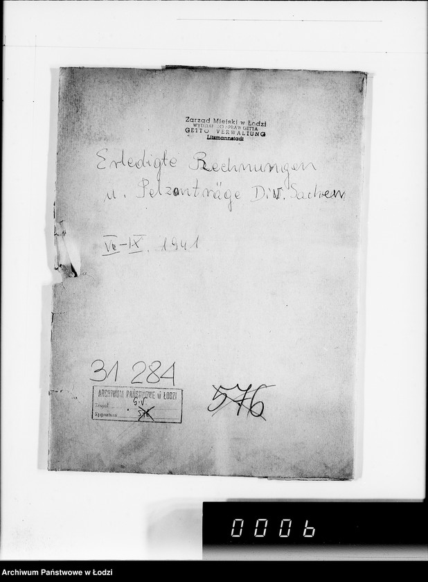 Obraz 4 z jednostki "Erledigte Rechnungen u.Pelzanträge Div.Sachen"