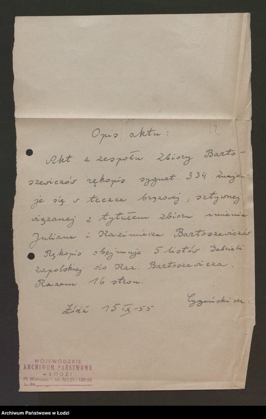 image.from.unit.number "[Listy Gabrieli Zapolskiej do Kazimierza Bartoszewicza]"