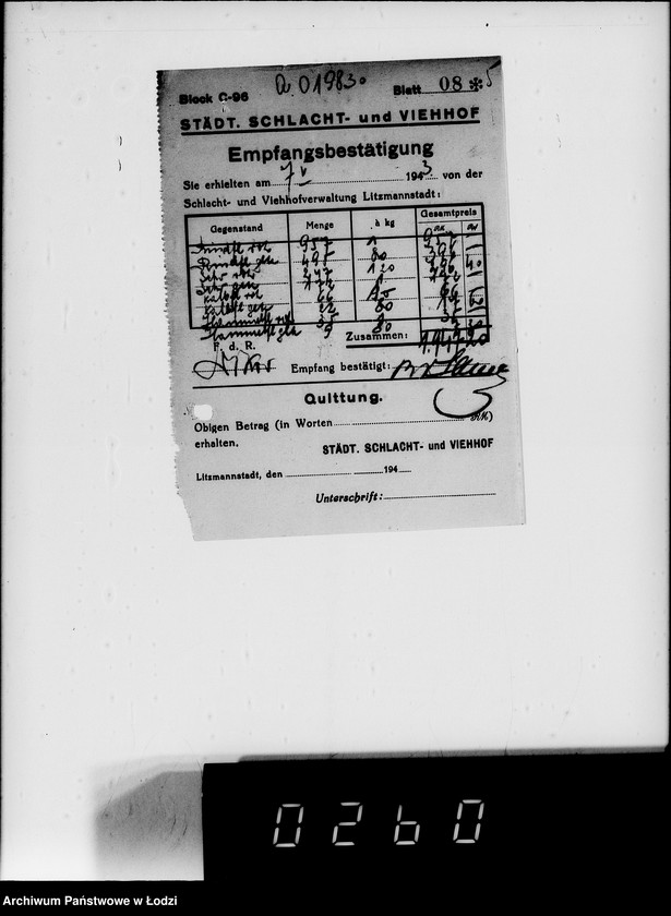 Obraz 10 z jednostki "Lebensmitteleinkauf. Aufträge, [Lieferscheinen und Rechnungen] 19781-19830 [Dostawa artykułów pierwszej potrzeby do Getta]"