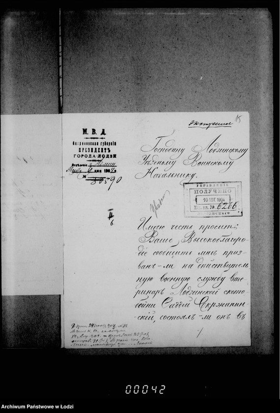 Obraz 19 z jednostki "O prizyve na deistvitel´nuju voennuju službu veterinara Skrzipinskago"