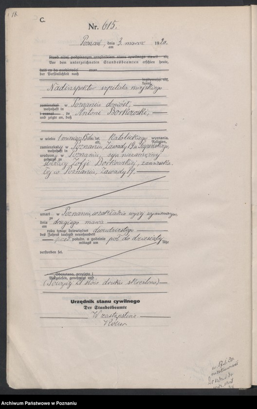 Obraz 20 z jednostki "Księga miejscowa zgonów tom II [Rejestr główny zgonów]"
