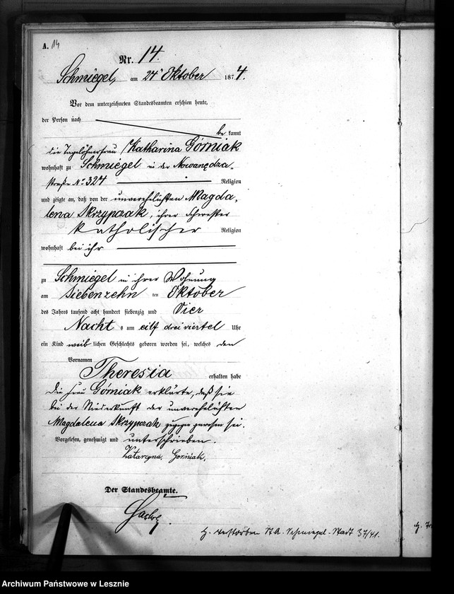 Obraz 17 z jednostki "[Księga urodzeń - miasto]"